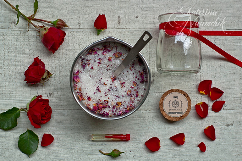 ароматизированный сахар с эфирным маслом розы